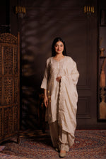 Ivory Cream Heavily Embroidered Silk 3-Piece Suit