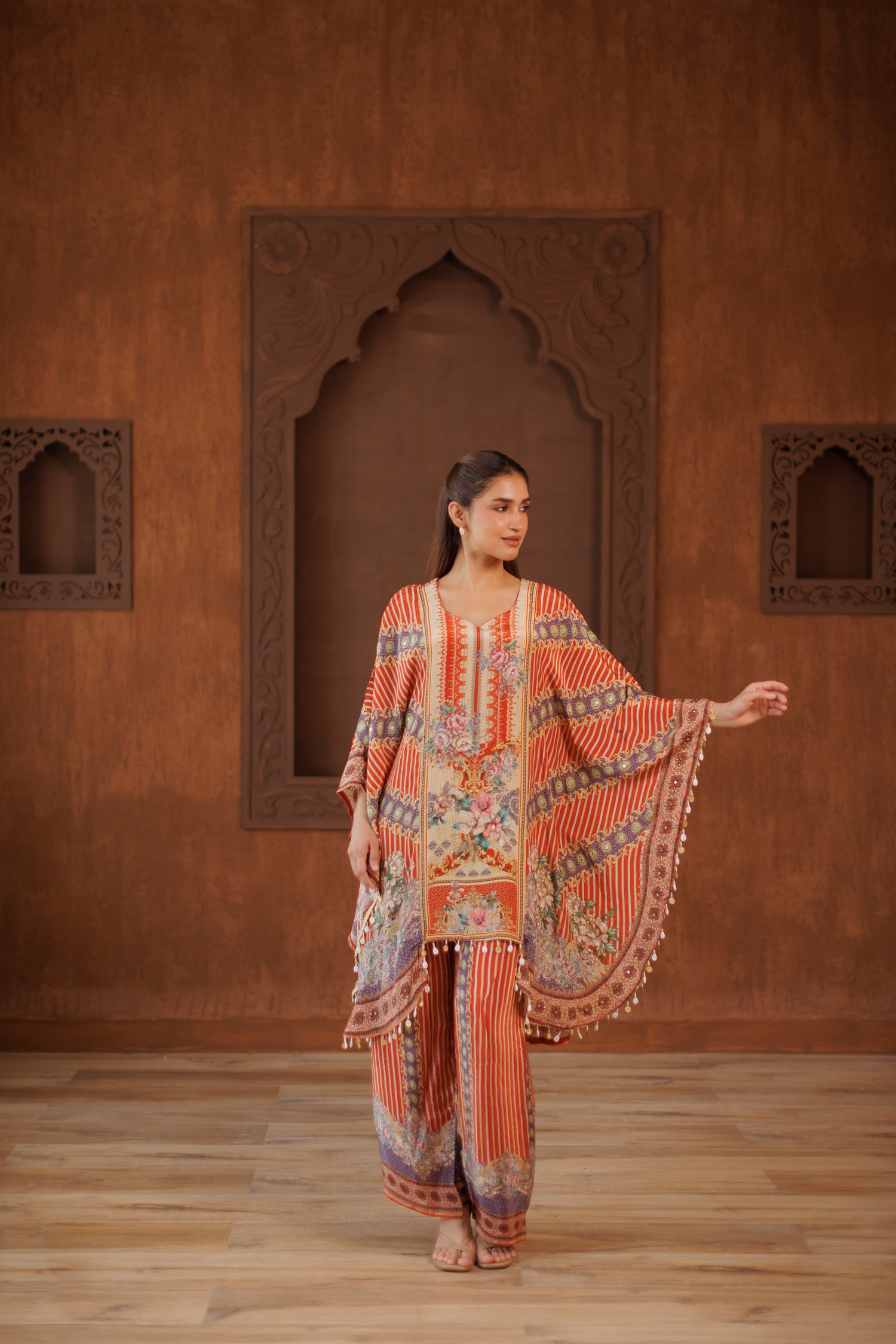 Sunset Bloom Printed Kaftan Co-ord Set